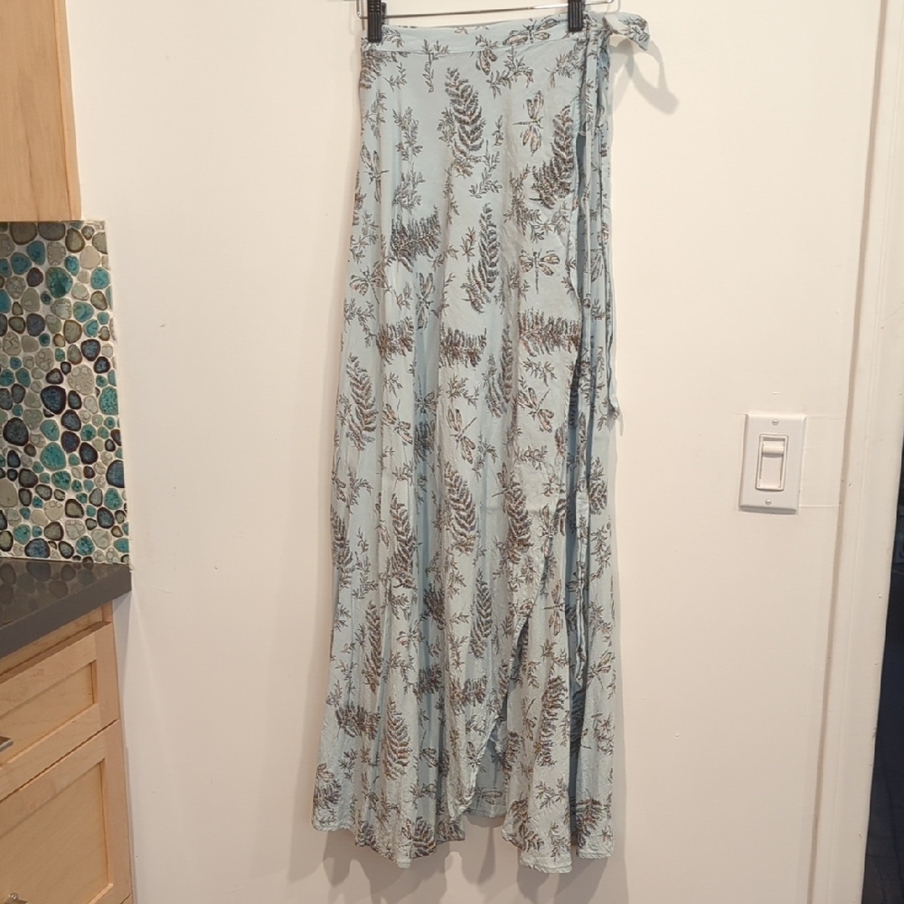 Reformation Fern Print Maxi Skirt in Light Blue